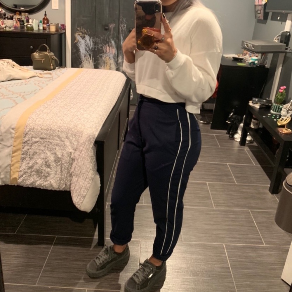 Blue white pipeline pants